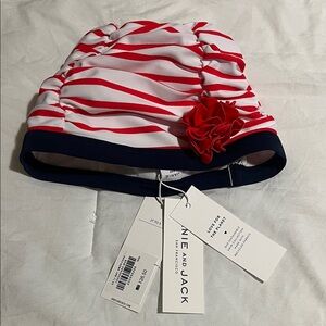 Janie and Jack Red and White Recycled Striped Swim Hat Size 2T to 3T NEW